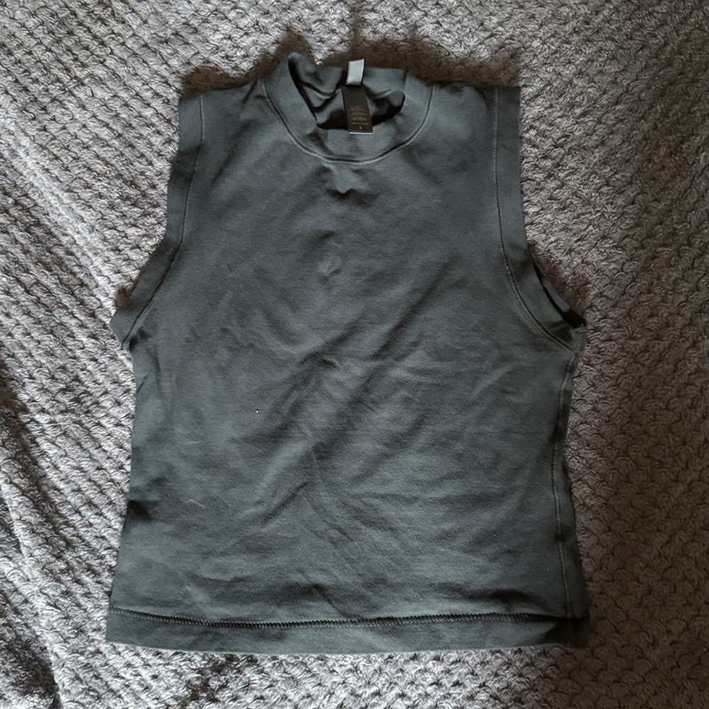 SKIMS COTTON JERSEY MOCK NECK TANK | DEEP SEA / S